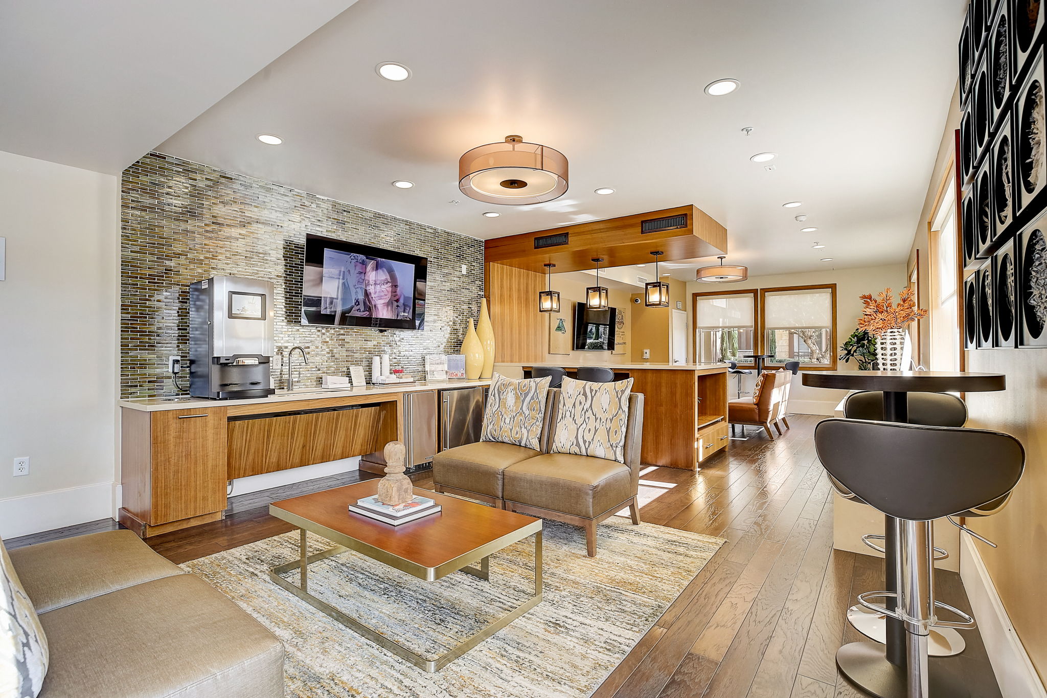 Grand Café at Aria Apartments with elegant seating and decor.